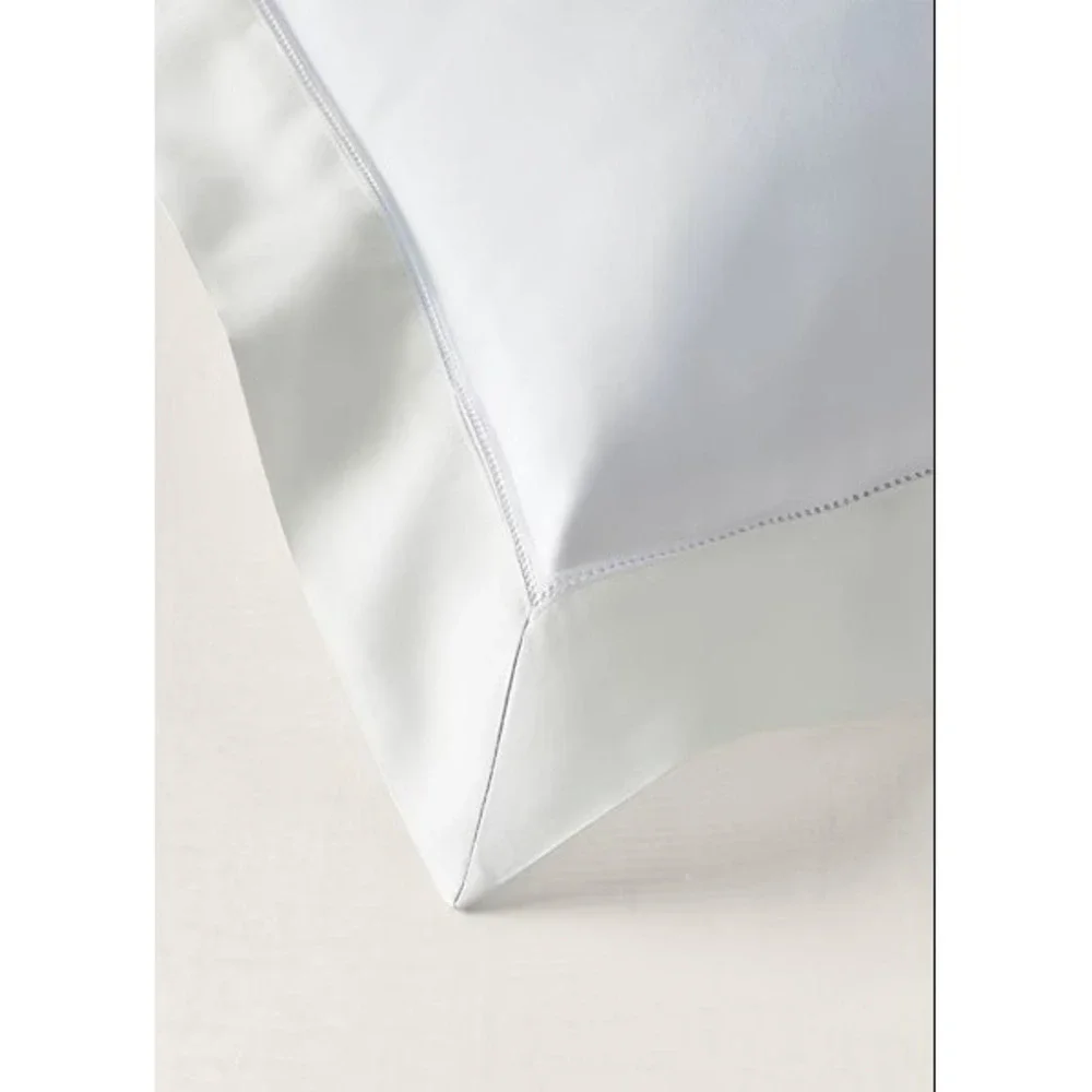 Organic‎ Cotton Sateen Border Pillow Euro Sham - Parchment NWT